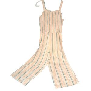 Cat & Jack Cream Striped Jumpsuit‎ Romper Girls 16 XL Back To School Casual